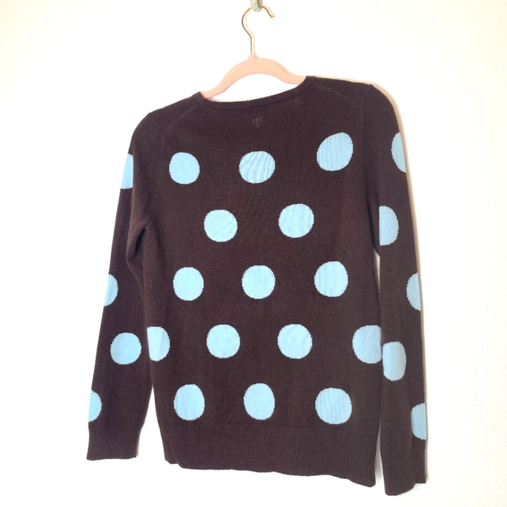 Tyler Boe Polka Dots Cashmere 100% Crewneck Sweater in Chocolate Brown - Picture 8 of 10